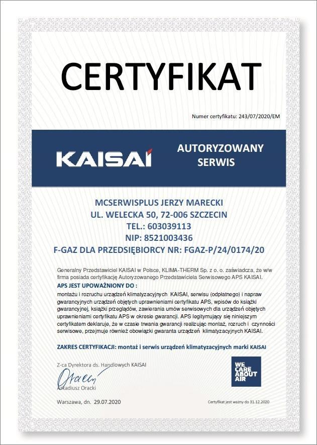 Certyfikat KAISAI